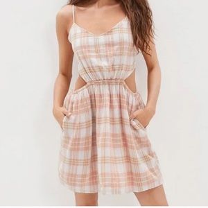 American Eagle Cutout Plaid Sundress Pink / Neutral Size XL